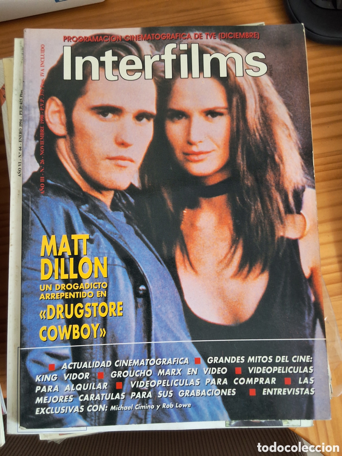 Cine: Interfilms revista cine n&uacute;mero 26 a&ntilde;o 1990/11 Matt Dillon incluye caratulas programas