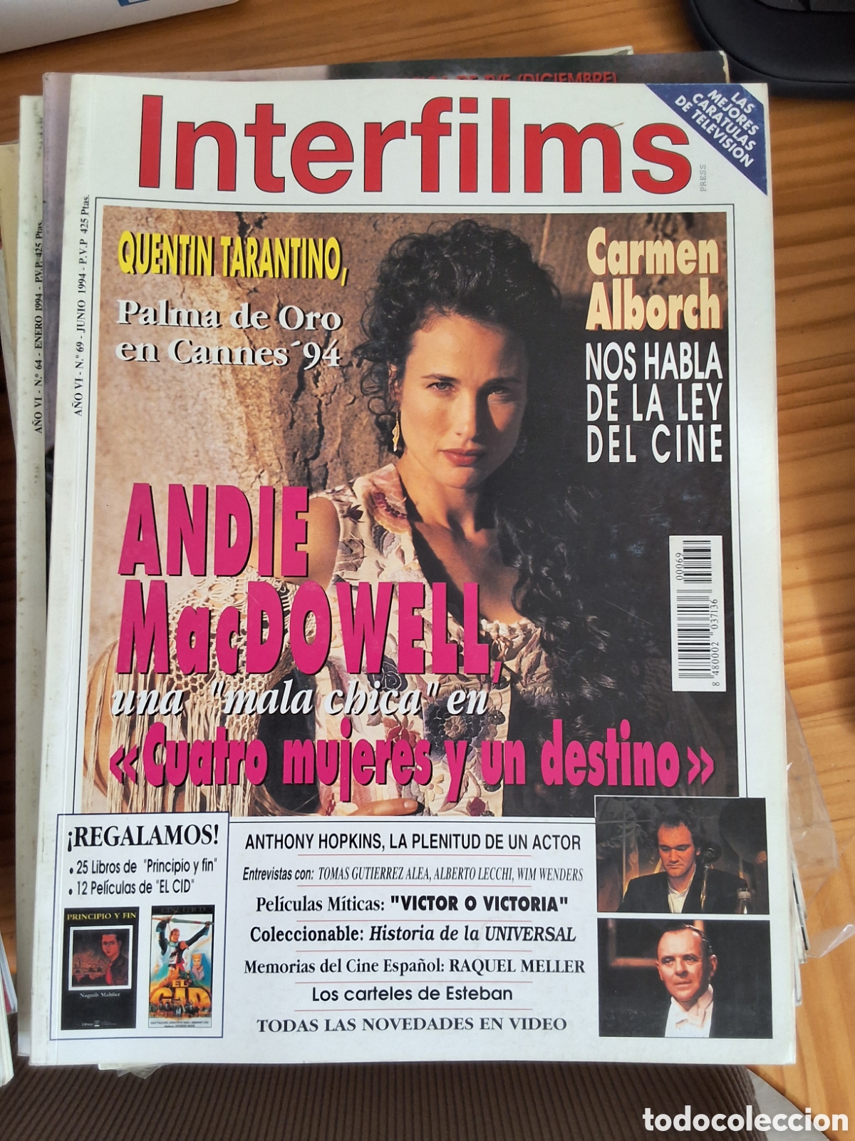 Cine: Interfilms revista cine n&uacute;mero 69 a&ntilde;o 1994/6 MacDowell incluye caratulas programas