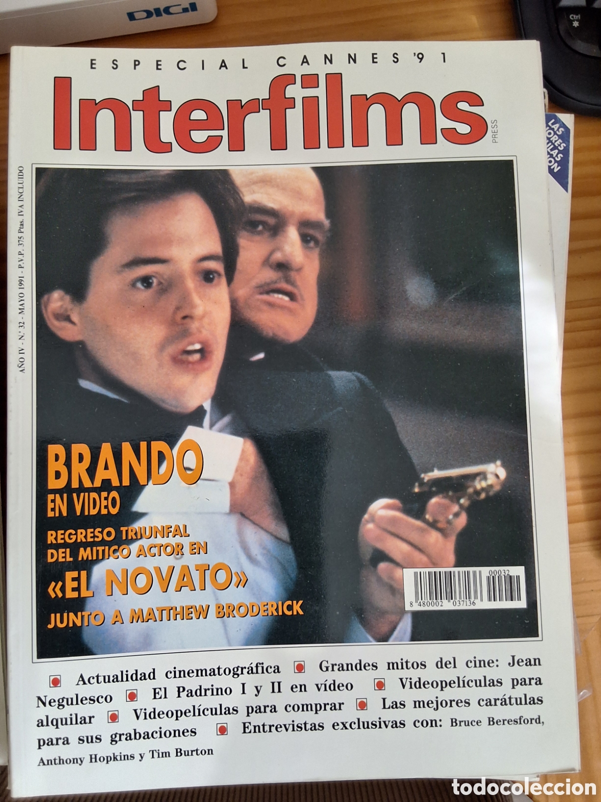 Cine: Interfilms revista cine n&uacute;mero 32 a&ntilde;o 1991/5 Brando incluye caratulas programas