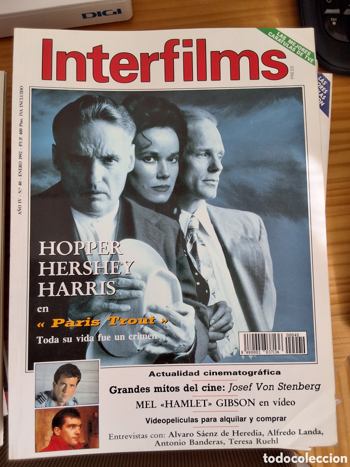 Cine: Interfilms revista cine n&uacute;mero 40 a&ntilde;o 1992/1 Hooper harris Hershey incluye caratulas programas