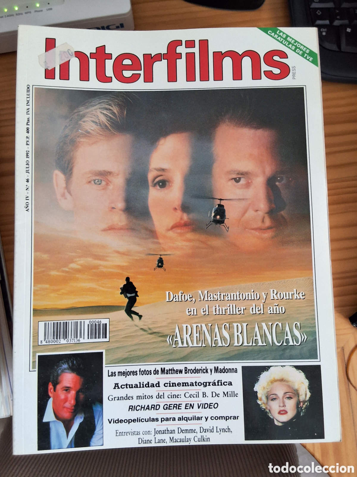 Cine: Interfilms revista cine 46 a&ntilde;o 1992/7 Dafoe Mastrantonio Rourke incluye caratulas programas