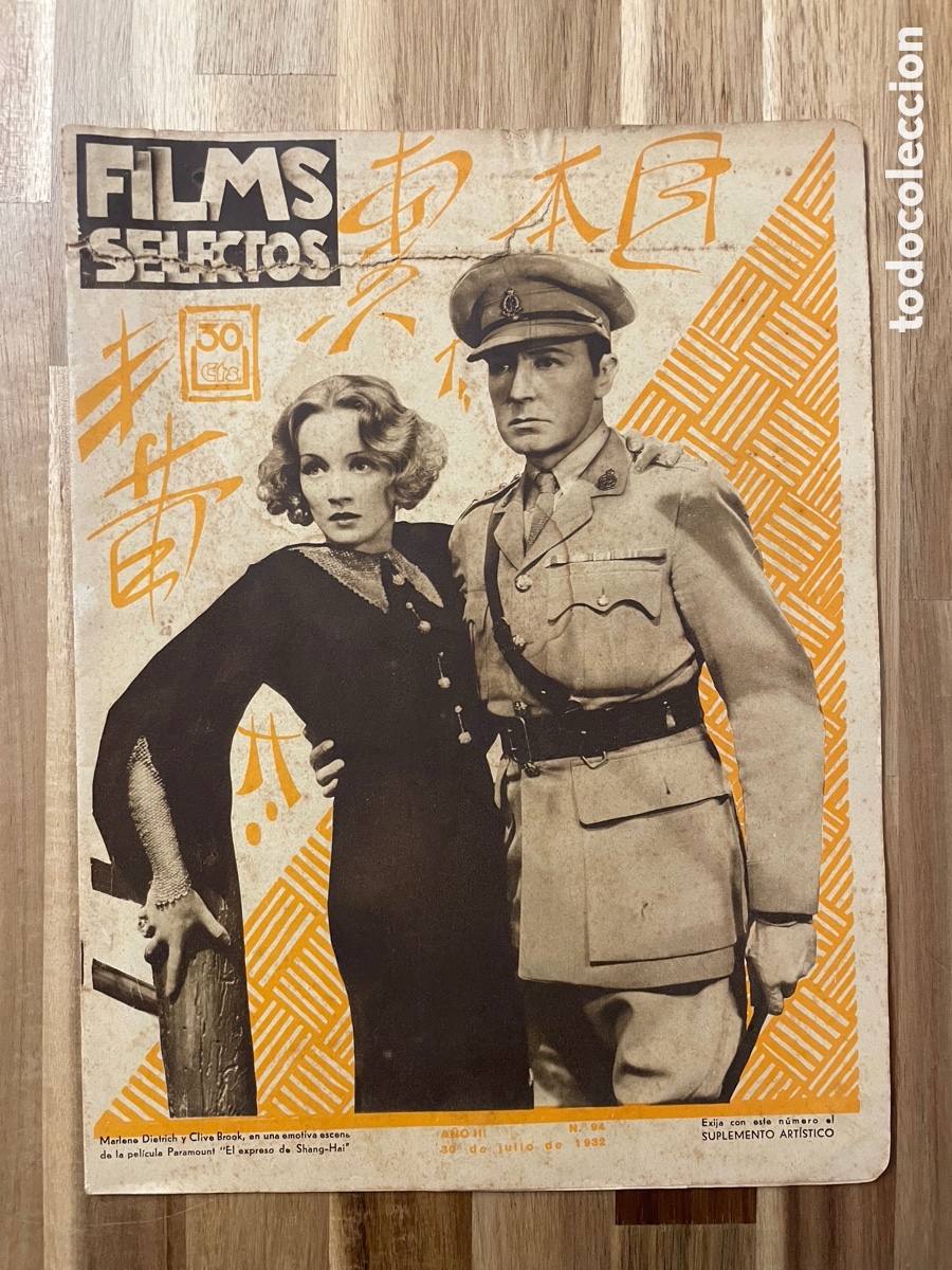Cine: Films selectos. Marlene Dietrich y Clive Brook. 30 julio 1932. N&uacute;mero 94