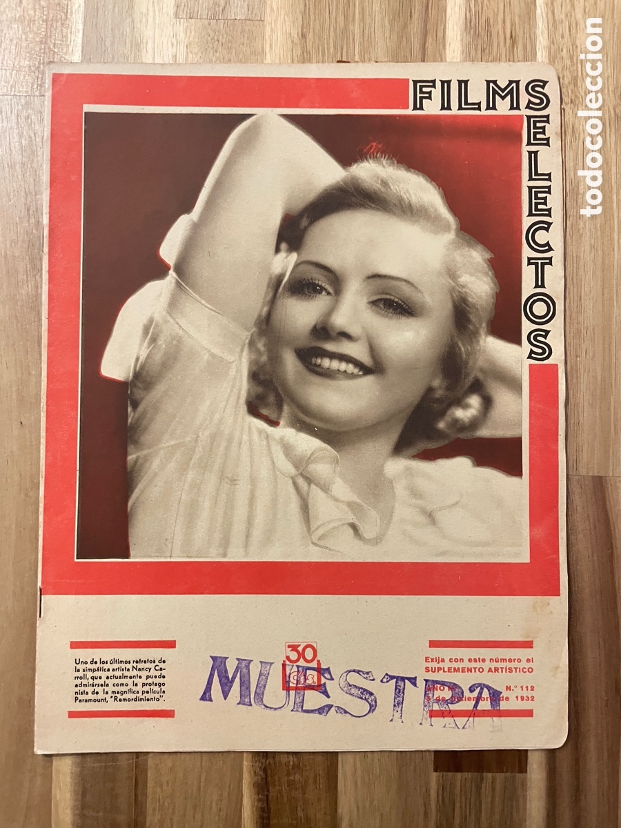 Cine: Films selectos. Nancy carro. 3 de diciembre de 1932. N&uacute;mero 112.