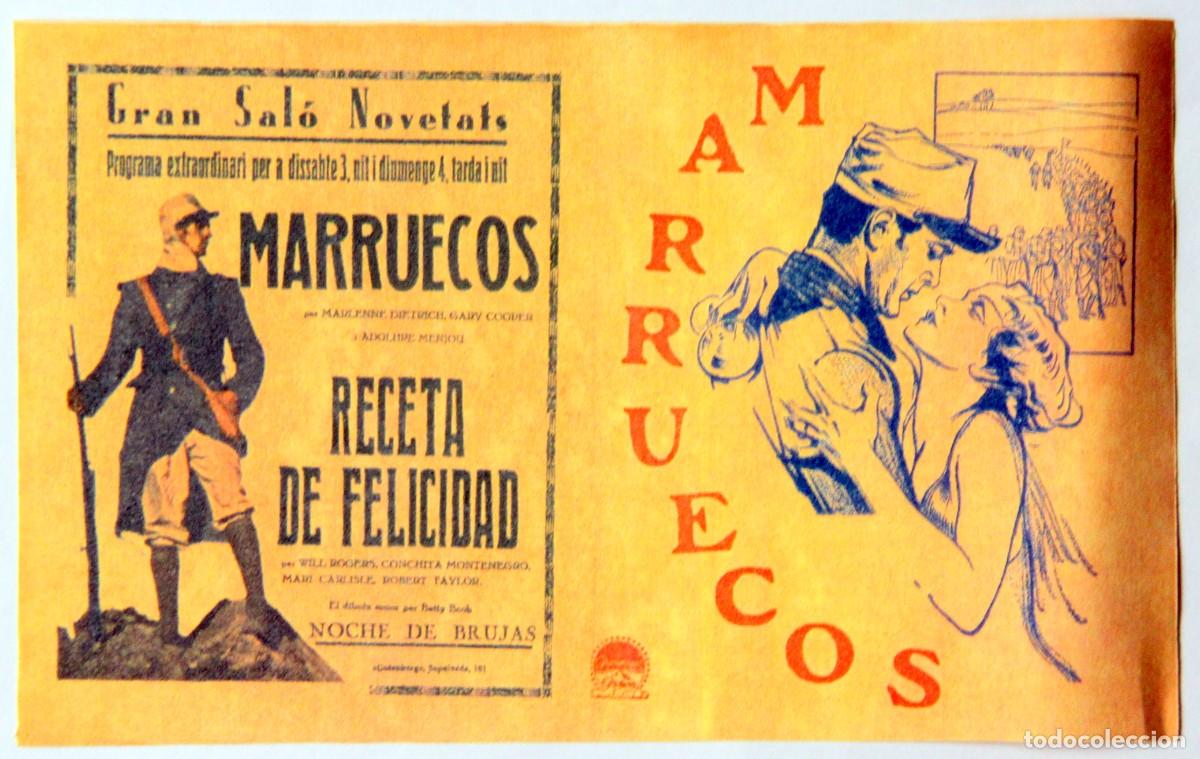 Cinema: MARRUECOS - GARY COOPER MARLENE DIETRICH, FOLLETO DE MANO - 12,5 x 20 cm