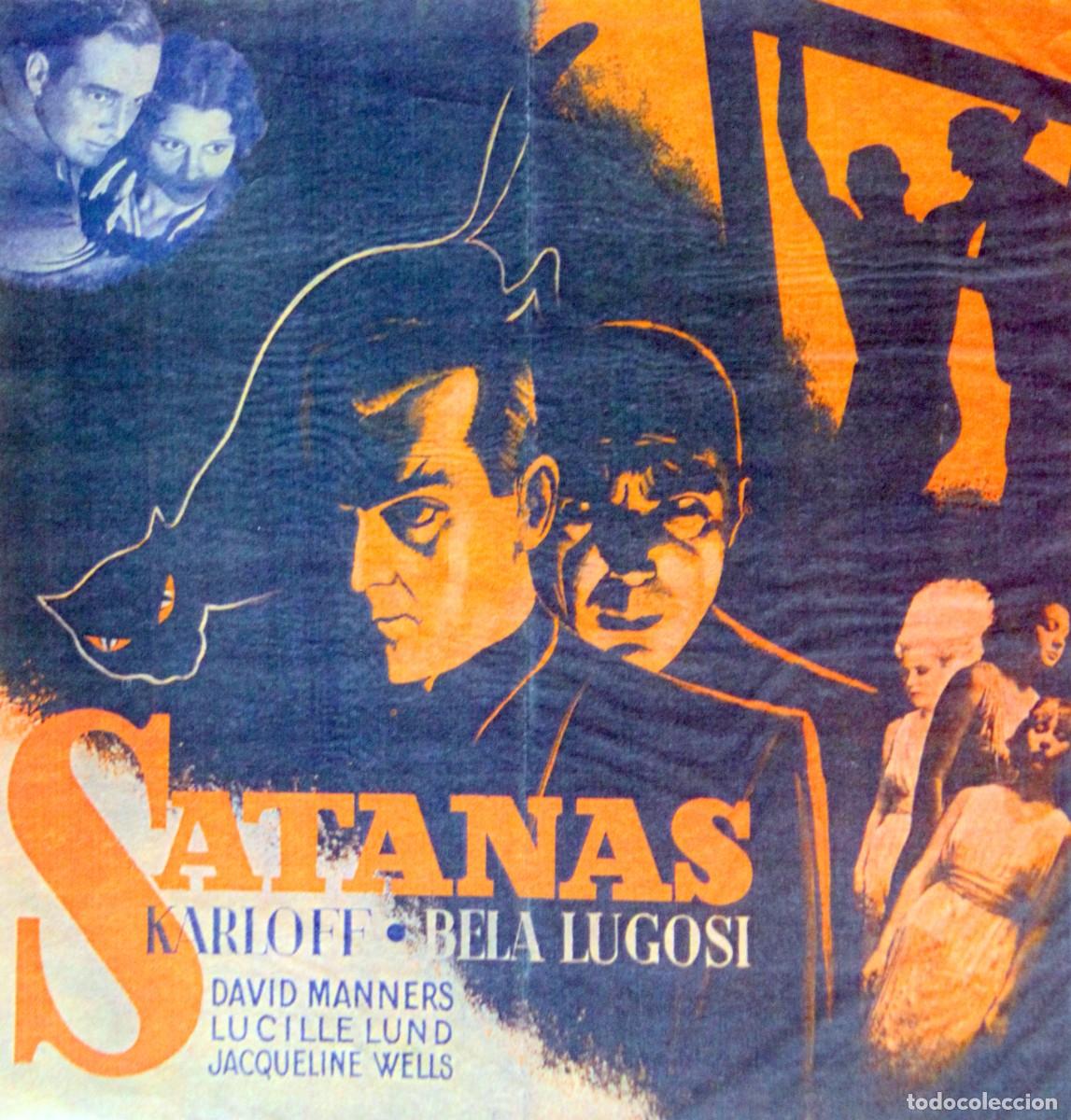 Cinema: SATANAS, BORIS KARLOFF-BELA LUGOSI, FOLLETO DE MANO - 18,5 x 19,5 cm