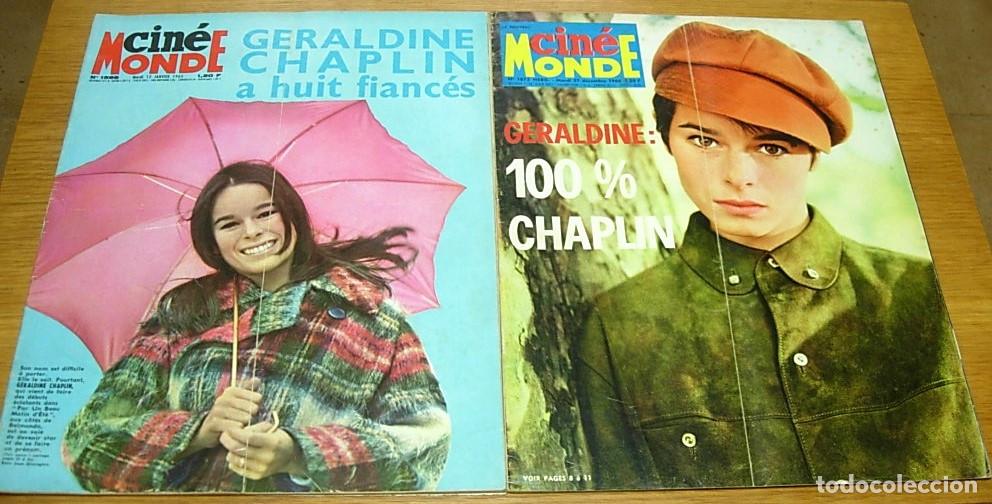 Cine: Lote 2 Revistas Francesas CINEMONDE con GERALDINE CHAPLIN en Portada 1965-1966