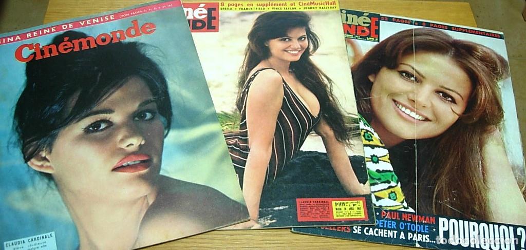 Cine: Lote 3 Revistas Francesas CINEMONDE con CLAUDIA CARDINALE en Portada 1959-1964