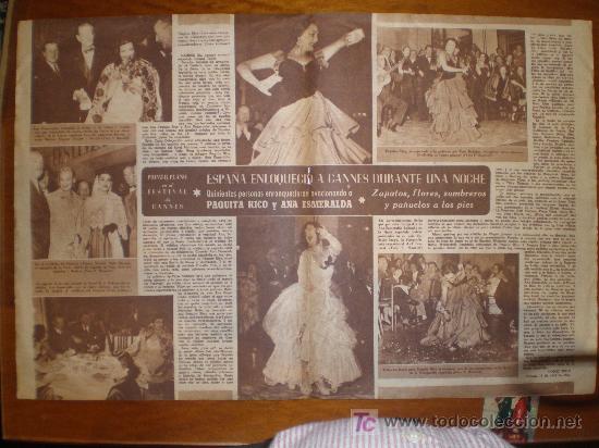 Cine: ESPA&Ntilde;A ENLOQUECE A CANNES DURANTE UNA NOCHE. PAQUITA RICO BAILA 1951 PRIMER PLANO: RECORTE DE PRENSA