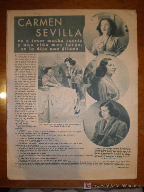 Cine: CARMEN SEVILLA. 1949. PRIMER PLANO: RECORTE DE PRENSA