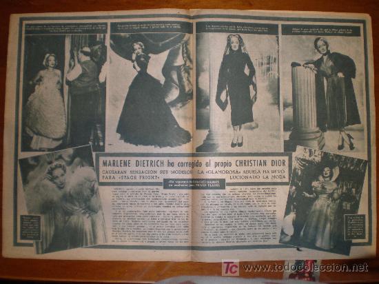 Cine: MARLENE DIETRICH HA CORREGIDO AL PROPIO CHRISTIAN DIOR. 1949. PRIMER PLANO: RECORTE DE PRENSA