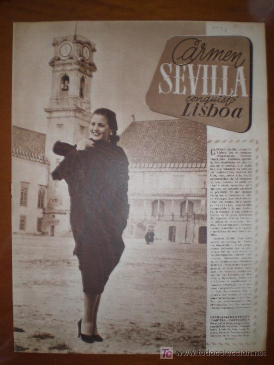 Cine: CARMEN SEVILLA CONQUISTO LISBOA (3 PAGINAS). 1954. PRIMER PLANO: RECORTE DE PRENSA