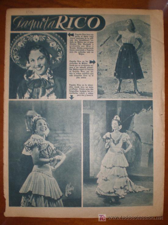 Cine: PAQUITA RICO. 1954. PRIMER PLANO: RECORTE DE PRENSA