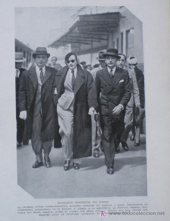 Cine: RECORTE DE PRENSA: 1933 - MARLENE DIETRICH EN PARIS, CON M. SIEBER SU MARIDO