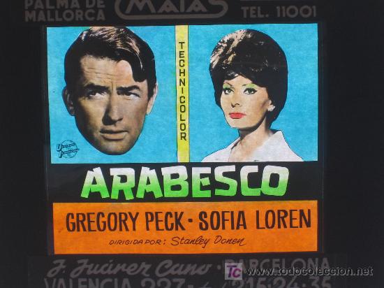 Cine: Arabesco - sofia loren - gregory peck - diapositiva original del estreno