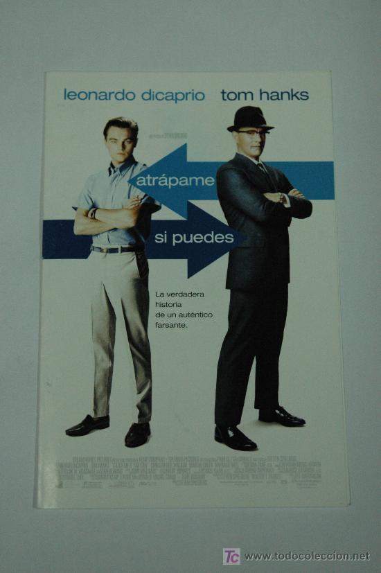 Cine: atrapame si puedes - folleto mano invitacion preestreno - tom hanks leonardo di caprio spielberg