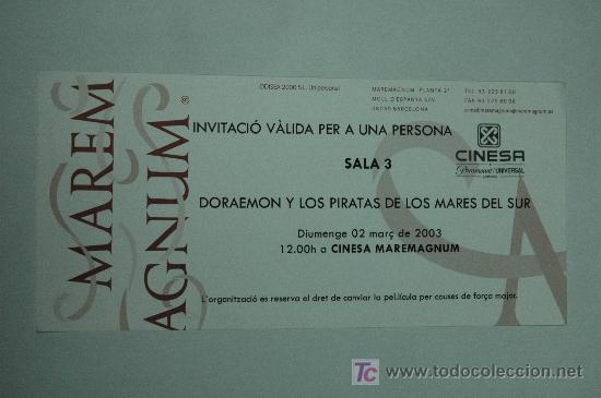 Cine: doraemon y los piratas de los mares del sur - invitacion al preestreno cine maremagnum animacion