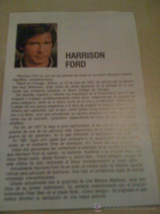 Cine: Ficha del actor Harrison Ford. Con fotograf&iacute;a y biograf&iacute;a + filmograf&iacute;a por detr&aacute;s.
