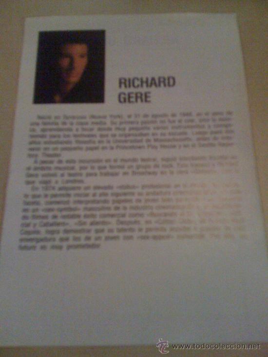 Cine: Ficha del actor Richard Gere. Con fotograf&iacute;a y biograf&iacute;a + filmograf&iacute;a por detr&aacute;s.