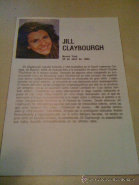 Cin&eacute;ma: Ficha de la actriz Jill Claybourgh. Con fotograf&iacute;a y biograf&iacute;a + filmograf&iacute;a por detr&aacute;s.