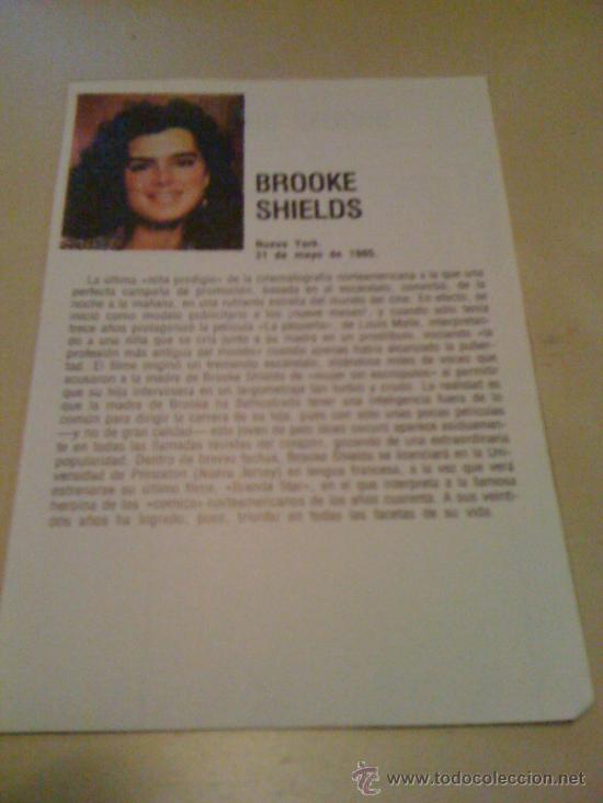 Cine: Ficha de la actriz Broke Shields. Con fotograf&iacute;a y biograf&iacute;a + filmograf&iacute;a por detr&aacute;s.