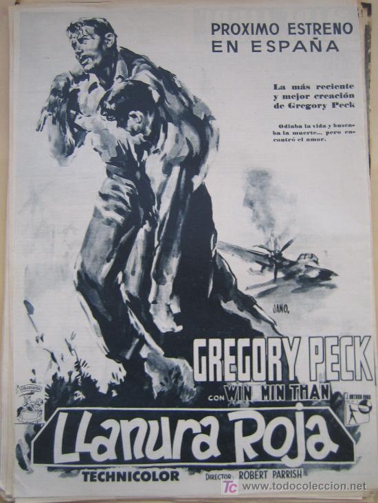 Cine: llanura roja gregory peck  - publicidad original del estreno