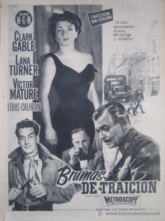 Cine: brumas de traicion clark gable ava gardner mature - publicidad original del estreno