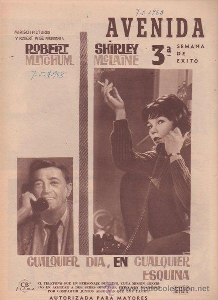 Cine: CUALQUIER D&Iacute;A EN CUALQUIER ESQUINA. ROBERT WISE. 1963. ROBERT MITCHUM. SHIRLEY MACLAINE. CB FILMS.