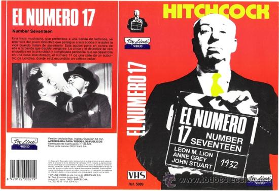 Kino: CARATULA VHS - HICHCOCK, EL NUMERO 17 - Pedido Minimo 6&euro;
