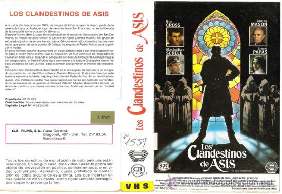 Cine: CARATULA VHS - LOS CLANDESTINOS DE ASIS - Pedido Minimo 6&euro;