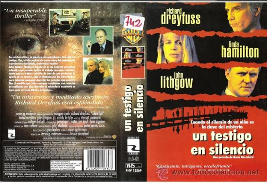 Cine: CARATULA VHS - UN TESTIGO EN SILENCIO - Pedido Minimo 6&euro;