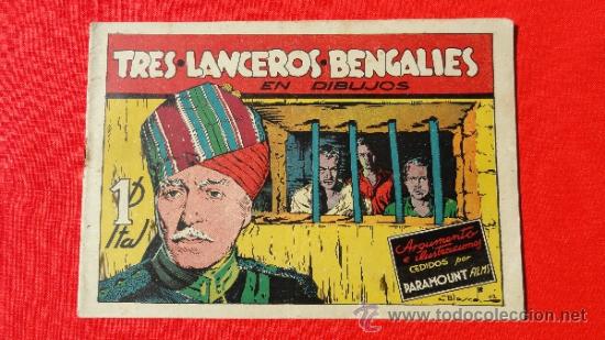 Cinema: Tres lanceros bengalies, Pel&iacute;culas famosas n&ordm;4, comic T Porto, argmnto film Para, 1942 cromos futbol