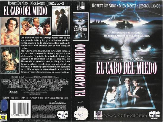 Cine: CARATULA VHS - EL CABO DEL MIEDO - Pedido Minimo 6&euro; v1
