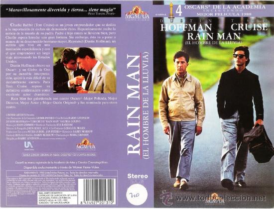 Cine: CARATULA VHS - RAIN MAN - Pedido Minimo 6&euro;