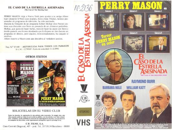 Cine: CARATULA VHS - PERRY MASON, EL CASO DE LA ESTRELLA ASESINADA - Pedido Minimo 6&euro;