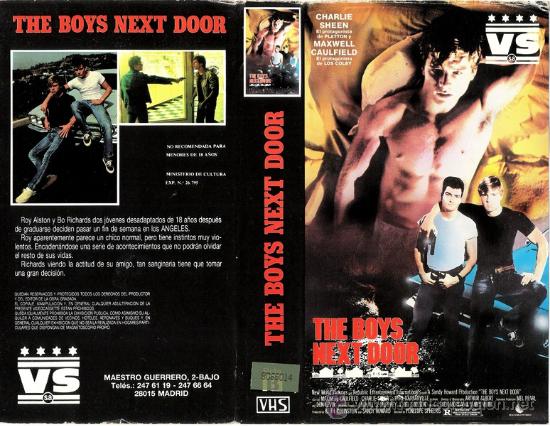 Cine: CARATULA VHS - THE BOYS NEXT DOOR - Pedido Minimo 6&euro;