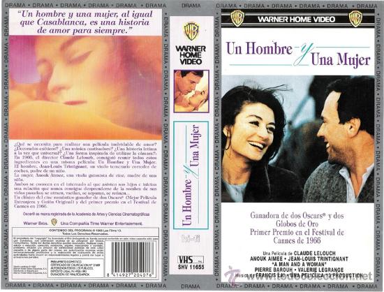 Cine: CARATULA VHS - UN HOMBRE Y UNA MUJER - Pedido Minimo 6&euro;