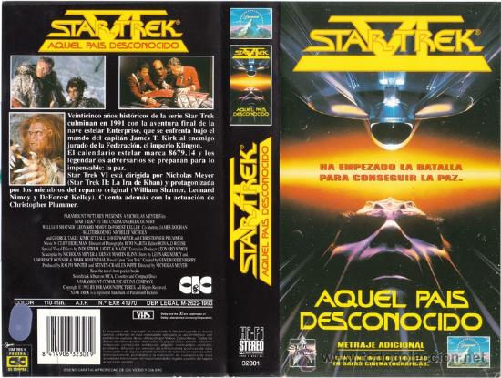 Cine: CARATULA VHS - STAR TRECK VI, AQUEL PAIS DESCONOCIDO - Pedido Minimo 6&euro;