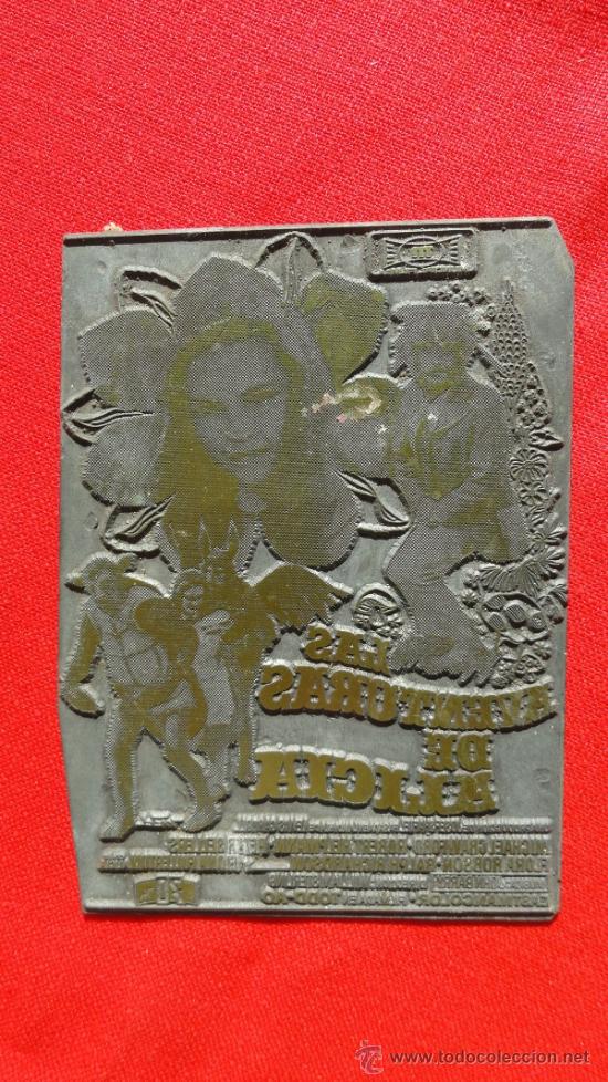 Cinema: LAS AVENTURAS DE ALICIA, RARA PLANCHA MET&Aacute;LICA IN&Eacute;DITA NO IMPRESOS FOLLETOS (12X9) PARA IMPRIMIR