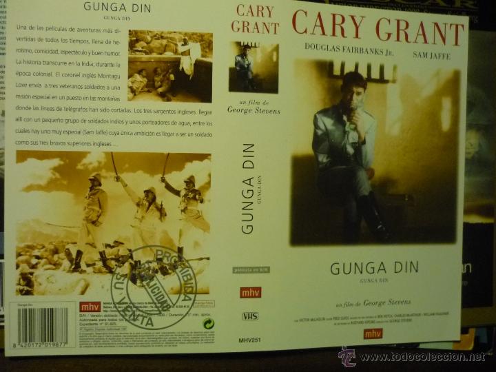 Cine: caratula video gunga din .- cary grant vhs