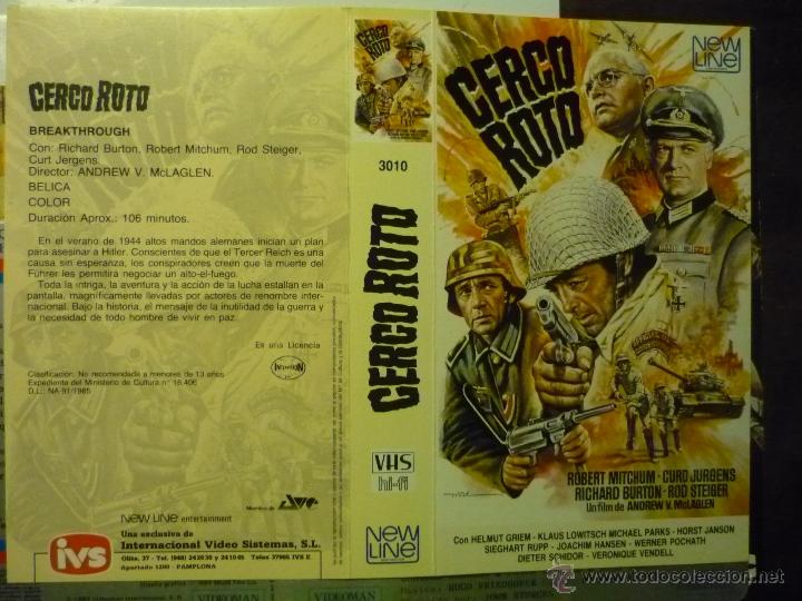 Cine: CARATULA VIDEO VHS CERCO ROTO .- ROBERT MITCHUM -DIBUJO MAC