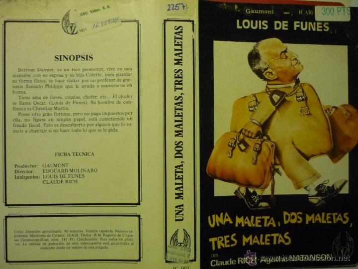 Cine: caratula video vhs una maleta dos maletas tres maletas .- louis de funes
