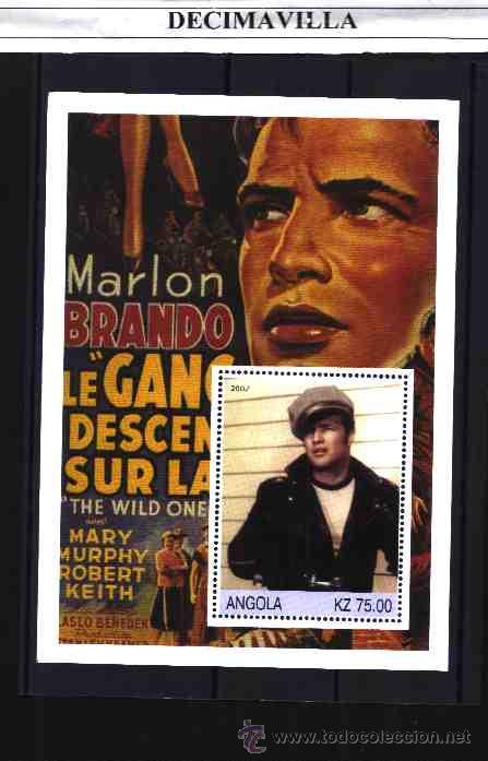 Cine: PRCN007, ANGOLA, MARLON BRANDO, HOJA-BLOQUE.