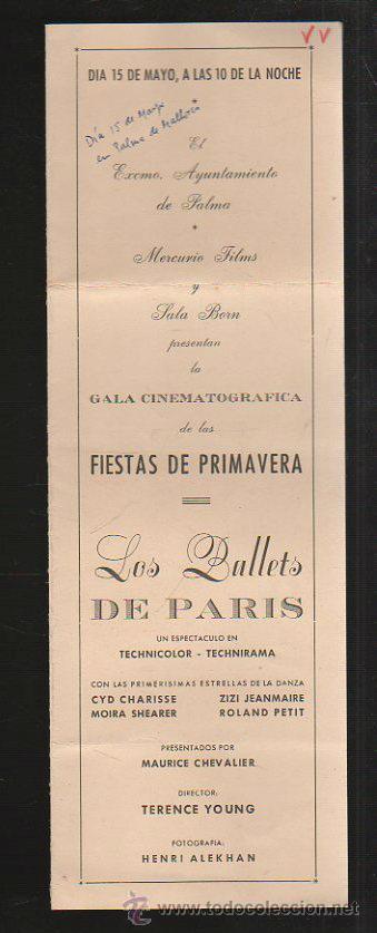 Cine: GALA CINE. FIESTAS PRIMAVERA. LOS BALLETS DE PARIS. PALMA DE MALLORCA. PROGRAMA DE LA GALA