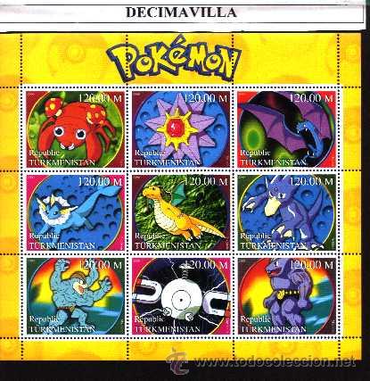 Cine: PRVR072, TURKMENISTAN, POKEMON, 9 VAL. - Foto 1