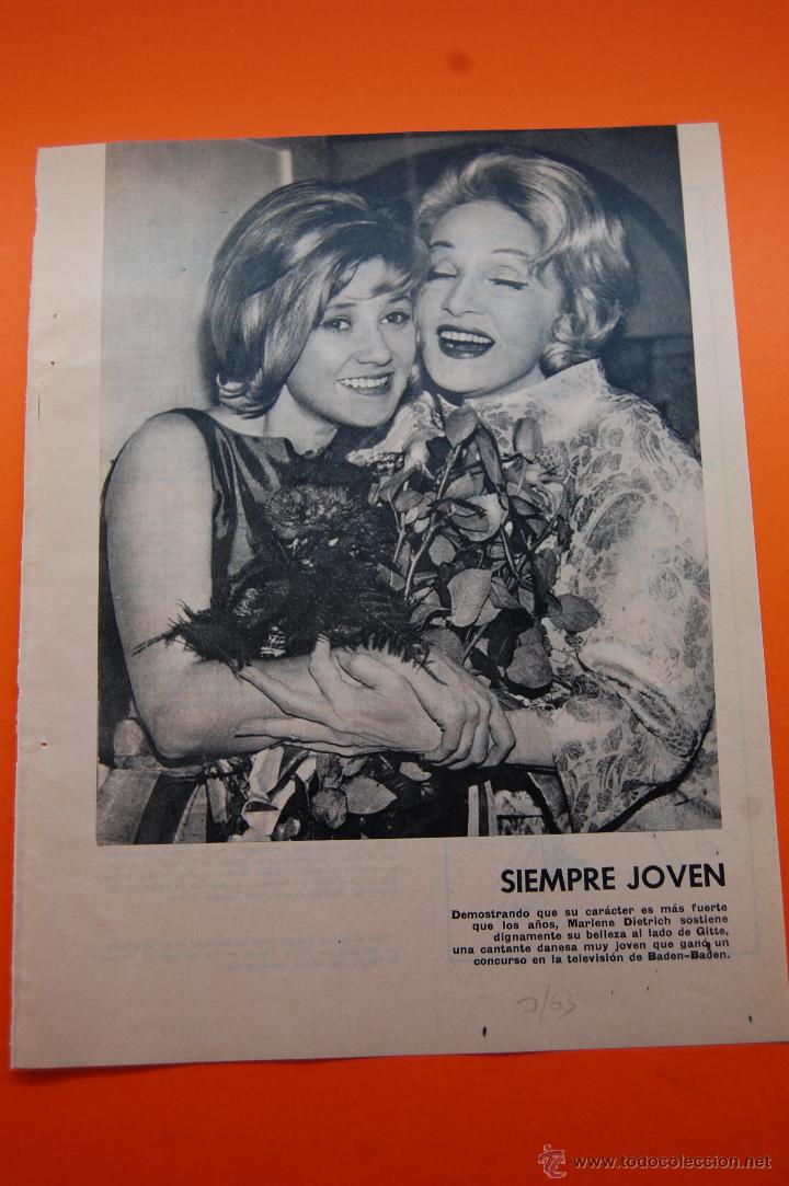 Cine: RECORTE REVISTA A&Ntilde;O 1963 - MARLENE DIETRICH