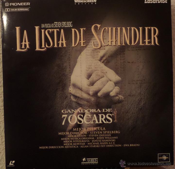 Cine: LA LISTA DE SCHINDLER una pel&iacute;cula de STEVEN SPIELBERG en formato Laser disc.