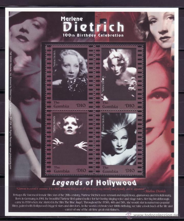 Cine: SELLOS TEMA CINE. GAMBIA 2001 4v MH MARLENE DIETRICH