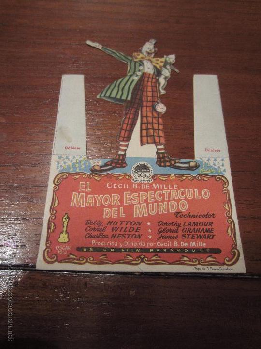 Cine: EL MAYOR ESPECTACULO DEL MUNDO PROGRAMA TROQUELADO estreno CHARLTON HESTON