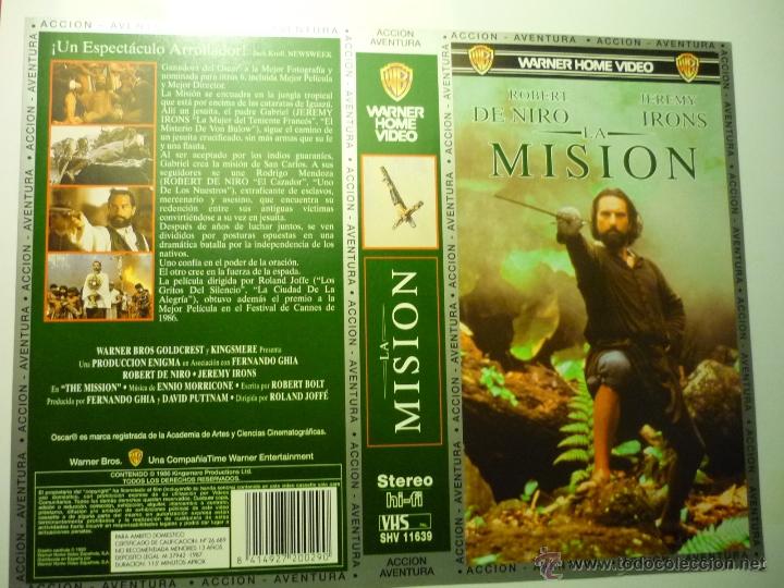 Cine: caratula video vhs la mision.- robert de niro