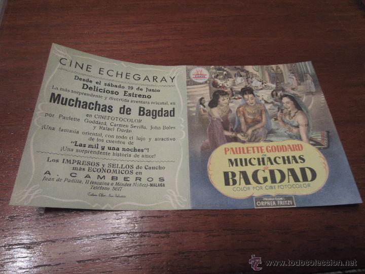Cine: MUCHACHAS DE BAGDAD PROGRAMA DOBLE CIFESA CINE ESPA&Ntilde;OL CARMEN SEVILLA PAULETTE GODDARD